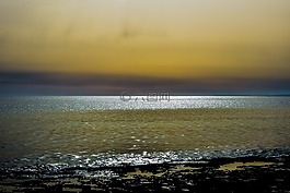 日落,黄昏,海