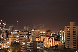 城市,夜,建筑物