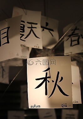 中國,字符,秋季