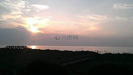 日出,海灘,海洋