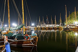 zeesen船,夜,端口