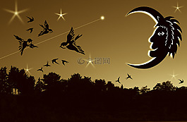 傍晚的天空,夜晚的天空,mondmann