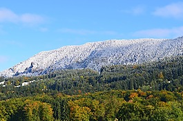 山,冬天,景觀
