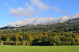 山,冬天,景觀