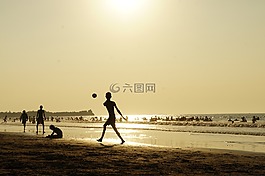 兒童,播放,海灘