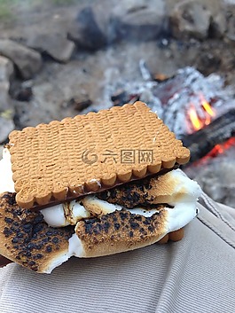 smores,棉花糖,露营