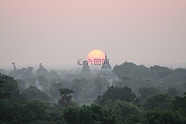 蒲甘,寺平,日出