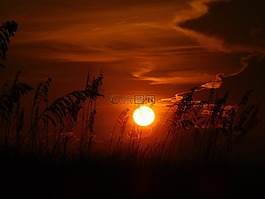 日落,晚上,天空