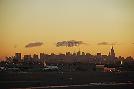 紐約,機場,天際線