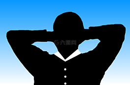 背景,商人,雙手放在頭