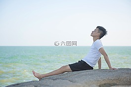 人物,海边,海风