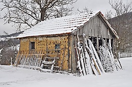 冬天,雪,木材