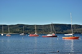 小船,湖,山