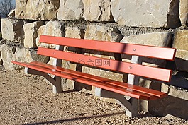 公園長椅,銀行,紅色