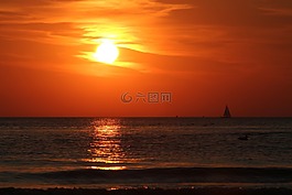夏季,日落,海
