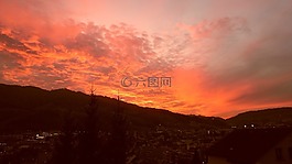 日落,天空,云