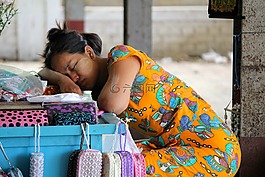 緬甸,女子,市場攤位