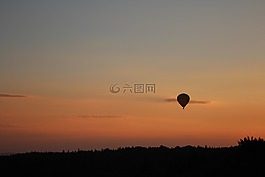 日落,氣球,熱氣球