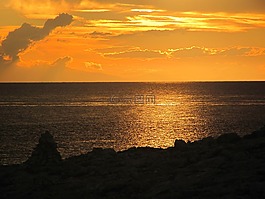 日落,海,云