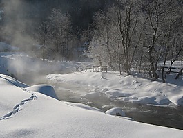 雪,冷,凍的河