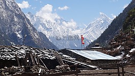 雪,山,全景
