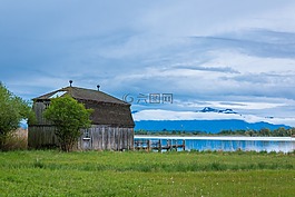 湖,棚屋,高山