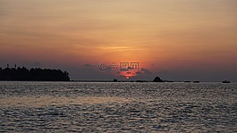 日落,馬爾代夫,海