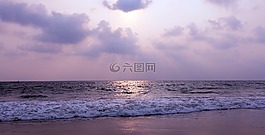 海,日落,海洋
