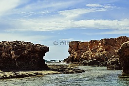 巖質(zhì)海岸,海,天空