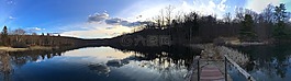 湖,日落,橋