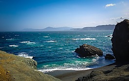 海洋,波,山