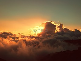 云,晚上,日落