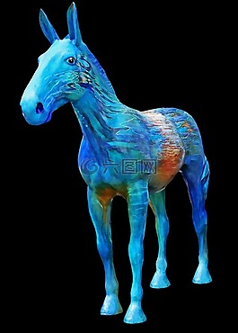 藍(lán)色的馬,雕像,馬