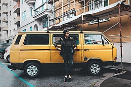 黃色,貨車,年輕