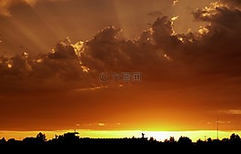 日落,晚上,abendstimmung