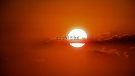 日落,太阳,云