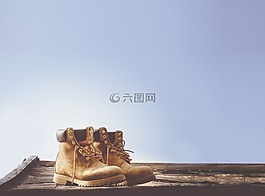 蓝色的天空,靴子,时尚