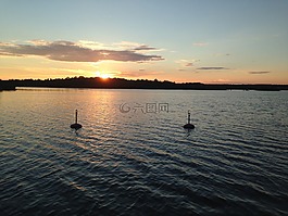 海,日落,太陽