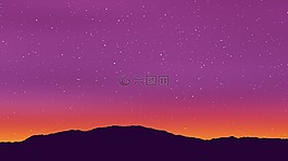 天空,星星,山