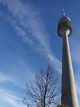 天空了,蓝色,塔