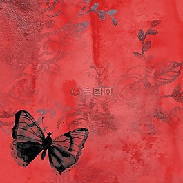 蝴蝶,背景,紅色