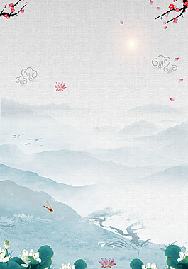 中國風水墨風景山水畫
