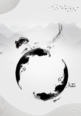 中國風水墨風景山水畫