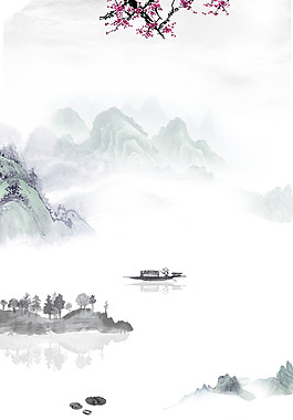 中國風水墨風景山水畫