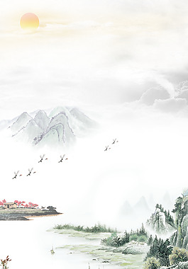 中國風水墨風景山水畫