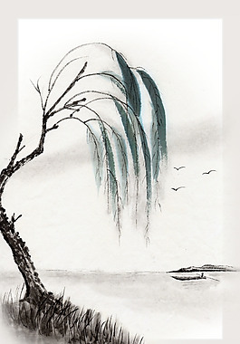 中國(guó)風(fēng)柳樹背景