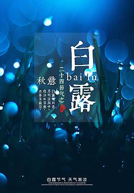 藍色精美白露海報