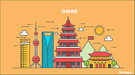 扁平風印象中國ai源文件