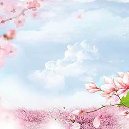 小清新桃花banner背景
