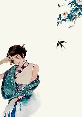 古典美女廣告背景